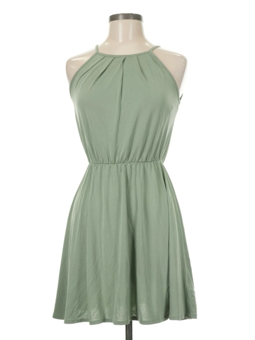 Sage Green Halter Mini Dress